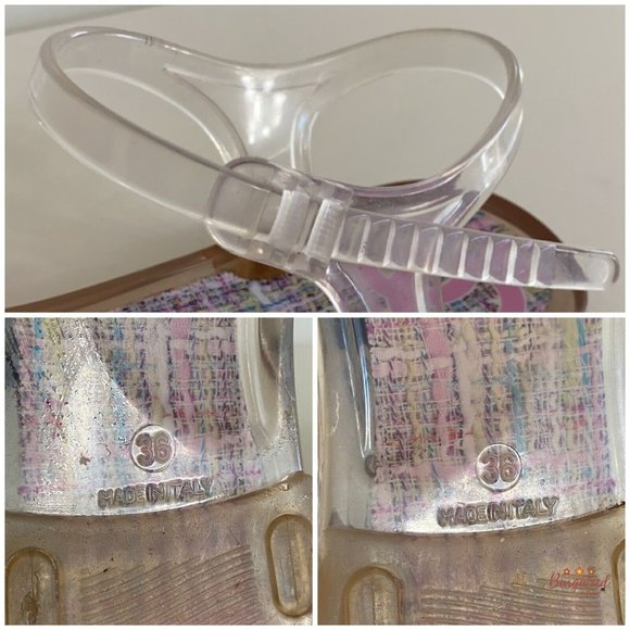 Authentic CHANEL Pink CC Clear Camelia Jelly Strap Flip Flops Flat Sandals 36/6 - Picture 8 of 14